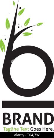 Sei foglie di albero vettore di natura logo design Illustrazione Vettoriale