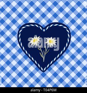 Icona di fiori di Edelweiss disegnati a mano nel cuore Illustrazione Vettoriale