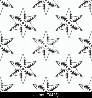 Abstract pattern senza giunture di sei punte di stelle. Design di moda. Sfondo del vettore. Illustrazione Vettoriale