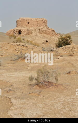 Rovine Di Rawak Stupa E Del Deserto Di Vihara-Taklamakan. Xinjiang Uyghur Region-Cina-0023 Foto Stock