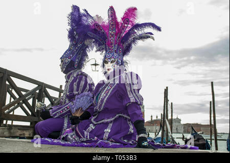 Venezia, Italia - Febbraio 23 2019: le maschere del carnevale di Venezia 2019 Foto Stock