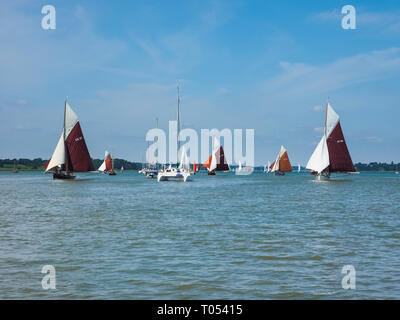 Vintage Gaff Cutter racing sul fiume Orwell Foto Stock