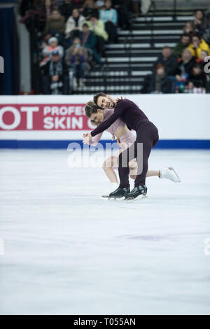 Gabriella Papadakis e Guillaume Cizeron dalla Francia durante i Campionati Europei Foto Stock