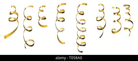 Golden set a serpentina. Vector golden serpantine pezzi isolati su sfondo bianco. Illustrazione Vettoriale