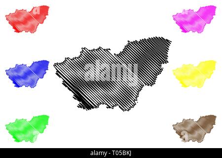 Il South Yorkshire (Regno Unito, Inghilterra, Metropolitan county) mappa illustrazione vettoriale, scribble schizzo South Yorkshire mappa Illustrazione Vettoriale