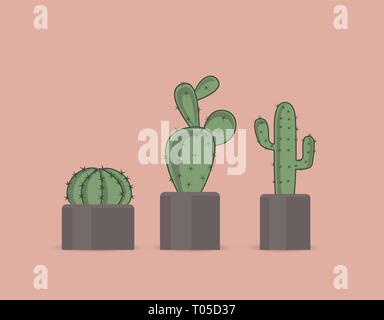 Cactus in un vaso di fiori Illustrazione Vettoriale