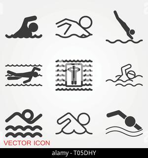 Icona di nuoto vettore simbolo segno per la progettazione Illustrazione Vettoriale