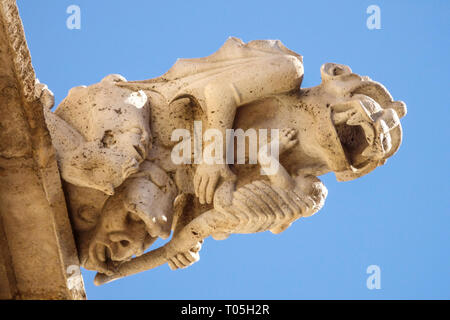 Valencia, Gargoyles gotico di la Lonja de la Seda, dettaglio, Seta Exchange, Spagna gargoyle gotico medievale Foto Stock