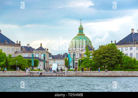 Paesaggio di Copenaghen con Frederik la Chiesa Foto Stock