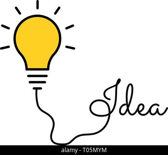 Lampadina luce idea. concetto di grandi idee ispirazione innovazione, invenzione, efficace pensare. Avviare il processo di pensiero Illustrazione Vettoriale
