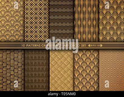 Abstract grand antique art deco design pattern set. È possibile utilizzare per le opere d'arte decorare, ad, stile di lusso. illustrazione vettoriale EPS, 10 Illustrazione Vettoriale