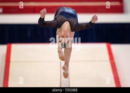 Liverpool, Regno Unito. Il 17 marzo 2019. Teegan Milligan (Sud Essex Palestra) esegue Bean in WAG Junior apparecchiatura/finale WAG Espoir apparecchiatura Finals/WAG disabilità Master durante il 2019 la ginnastica del Campionato Britannico a M&S Bank Arena di Domenica, 17 marzo 2019. LIVERPOOL ENGLAND. (Solo uso editoriale, è richiesta una licenza per uso commerciale. Nessun uso in scommesse, giochi o un singolo giocatore/club/league pubblicazioni.) Credito: Taka G Wu/Alamy News Credito: Taka Wu/Alamy Live News Foto Stock