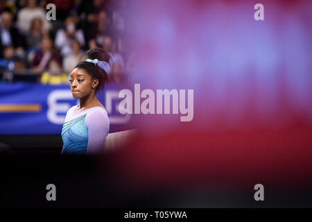 Stoccarda, Deutschland. Xvii Mar, 2019. Simone Biles (USA). GES/Ginnastica/EnBW DTB Pokal, Coppa del Mondo Donne, 17.03.2019 - GES/ginnastica artistica/Gymnastics World Cup, Stoccarda: 17.03.2019 - | Utilizzo di credito in tutto il mondo: dpa/Alamy Live News Foto Stock