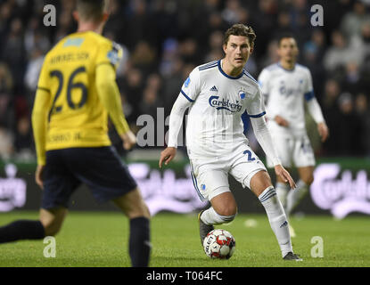 Copenhagen, Danimarca. Xvii Mar, 2019. Jonas vento, FC Copenhagen durante la Superleague partita di calcio tra FC Copenhagen e Hobro IK in Telia Parken, Copenhagen, Danimarca. Credito: Lars Moeller/ZUMA filo/Alamy Live News Foto Stock