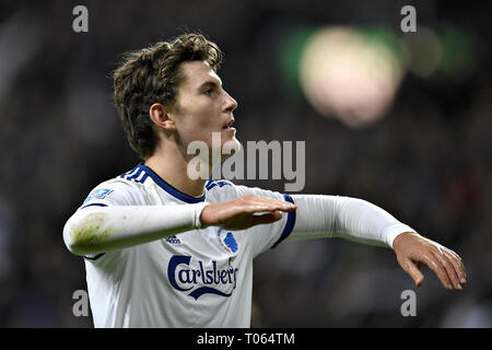 Copenhagen, Danimarca. Xvii Mar, 2019. Jonas vento, FC Copenhagen celebra il suo obiettivo 3-1 durante la Superleague partita di calcio tra FC Copenhagen e Hobro IK in Telia Parken, Copenhagen, Danimarca. Credito: Lars Moeller/ZUMA filo/Alamy Live News Foto Stock