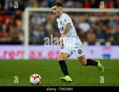 Mestalla stadio, Valencia, Spagna. Xvii Mar, 2019. La Liga calcio, Valencia contro il Getafe; Jose Gaya di Valencia CF in azione Credit: Azione Plus sport/Alamy Live News Foto Stock