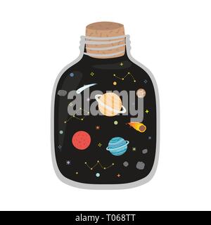 Spazio di Galaxy in vaso. Stampa di vettori Illustrazione Vettoriale