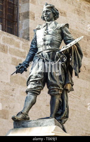 Jusepe ( ) Jose de Ribera, 1591 - 1652, pittore Spagnolo-italiano, statua a Valencia, Spagna Foto Stock