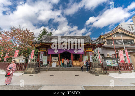 Asakusa, Tokyo, Giappone - 13 Novembre 2017: Turisti in Asakusa Jinja o Sanja-sama (il santuario dei tre dèi). gongen-zukuri stile di architettura, d Foto Stock