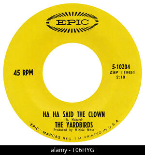 Noi 45 giri del singolo ha ha detto il clown dal Yardbirds sull'etichetta Epic dal 1967. Scritto da Tony pericolo e prodotta da Mickie la maggior parte. Foto Stock