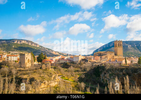 Panoramica. Priego, Provincia Cuenca, Castilla La Mancha, in Spagna. Foto Stock