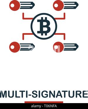 Icona Multi-Signature. Creative due colori design dalla moneta crypto raccolta di icone. Semplice pittogramma multi-icona di firma per il web design, applicazioni, così Illustrazione Vettoriale