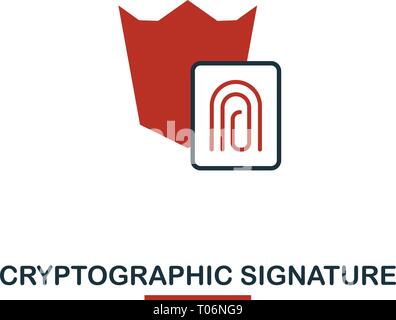 Firma crittografica icona. Creative due colori design dalla moneta crypto raccolta di icone. Pittogramma di semplice firma crittografica icona per il web Illustrazione Vettoriale