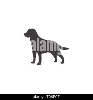 Il Labrador icona in stile silhouette. Cane stand forma monocromatica. Stpck illustrazione vettoriale isolato su bianco Illustrazione Vettoriale