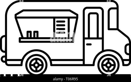 Holiday food truck icona, stile contorno Illustrazione Vettoriale