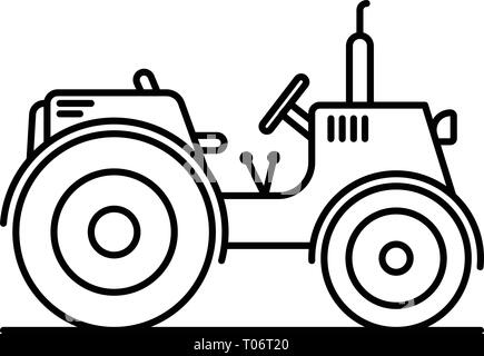 Trattore agricolo, l'icona di stile di contorno Illustrazione Vettoriale