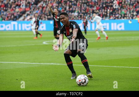 Leverkusen, Germania. Xvii Mar, 2019. firo: 17.03.2019, calcio, 1.Bundesliga, stagione 2018/2019, Bayer 04 Leverkusen - SV Werder Bremen 1: 3 WENDELL, Leverkusen, gesto | Utilizzo di credito in tutto il mondo: dpa/Alamy Live News Foto Stock