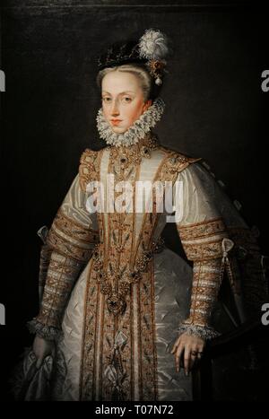 Ana de Austria (1549-1580). Reina de España, cuarta esposa de Felipe II. Retrato por Alonso Sanchez Coello (1531-1588), hacia 1571. Museo Lazaro Galdiano. Madrid. España. Foto Stock