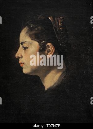 Atribuído a Diego Rodríguez de Silva y Velázquez (1599-1660). Pintor barroco español. Cabeza de muchacha, hacia 1624. Museo Lazaro Galdiano. Madrid. España. Foto Stock