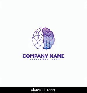 Cervello astratto illustrazione colorata template vettoriale. Adatto per industria creativa, Multimedia, intrattenimento, educative, Shop, e di qualsiasi relativo bus Illustrazione Vettoriale