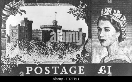 Mail, francobolli, Gran Bretagna, 1 libbra di francobolli, design by Lynton Agnello, 1955, Additional-Rights-Clearance-Info-Not-Available Foto Stock