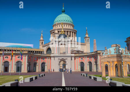 Innenhof, del Landtag, Fortunaportal, Nikolaikirche, Am Alten Markt, Potsdam, Brandeburgo, Deutschland Foto Stock