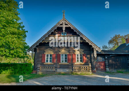 Holzhaus, Russische Kolonie Alexandrowka, Potsdam, Brandeburgo, Deutschland Foto Stock