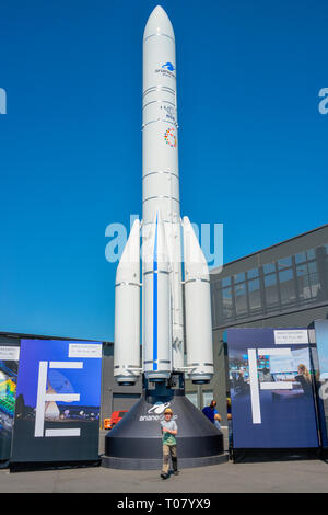 Modell Ariane 6, ILA 2018, Schoenefeld, Brandeburgo, Deutschland Foto Stock