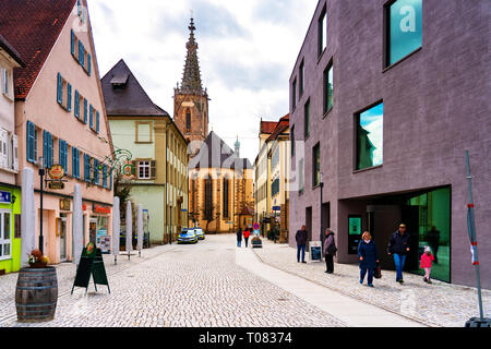 Rottenburg am Neckar, Germania, 16/03/2019: Cityscape di Rottenburg, il pittoresco vescovo della città sul fiume Neckar, risiede in modo attraente tra il Giura Svevo Foto Stock