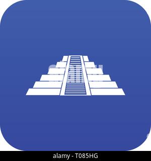 Ziggurat in Chichen Itza icona blu digitale Illustrazione Vettoriale