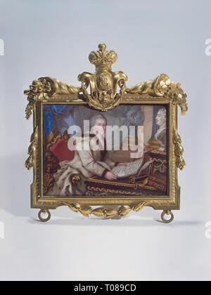 'Miniature ' Caterina II tiene il suo 'Istruzioni' ''. Russia, tardi 1760s - 1770s. Dimensioni: 8x10,7 cm. Museo: Membro Hermitage di San Pietroburgo. Autore: anonimo artista, terzo trimestre del XVIII secolo. Foto Stock