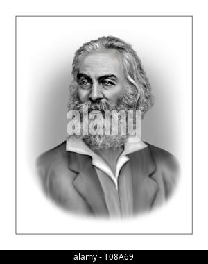 Walt Whitman 1819-1892 poeta americano saggista giornalista Foto Stock