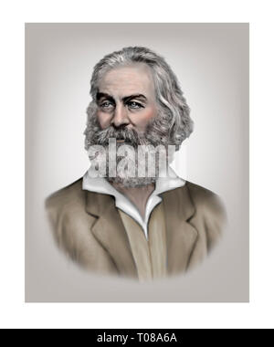 Walt Whitman 1819-1892 poeta americano saggista giornalista Foto Stock