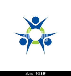 Illustrazione Vettoriale icona logo 3 persone e cerchio Foto Stock