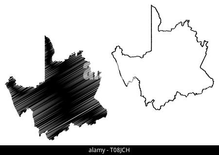 Capo settentrionale della provincia (province del Sud Africa, Repubblica del Sud Africa, divisioni amministrative, RSA) mappa illustrazione vettoriale, scribble disegno N Illustrazione Vettoriale