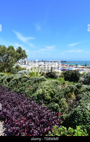 Vista di Geraldton dal HMAS Sydney II memorial lookout Foto Stock