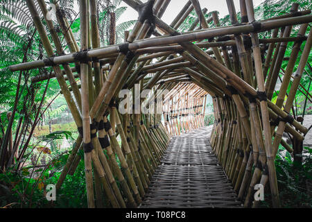 Ponte di bambù in Lembang Indonesia Foto Stock