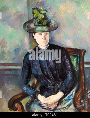 Paul Cézanne, Madame Cézanne con cappello verde, ritratto dipinto, c. 1891 Foto Stock