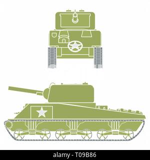 M4 Sherman serbatoio. Senza contorno. Illustrazione Vettoriale