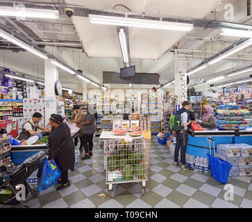 Stazione di checkout. Khan's Department Store Peckham, Londra, Regno Unito. Architetto: Benedetto OLooney Arch, 1935. Foto Stock